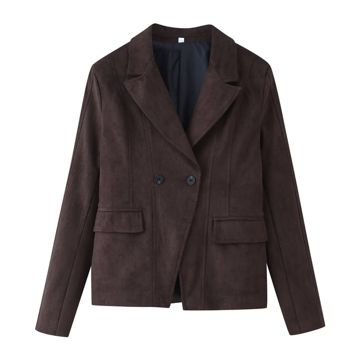 Damen Taillierter Velours‑Imitatblazer mit Doppelreiher und Pattentaschen Echo Archiv