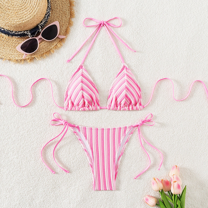 Damen Triangel-Bikini mit raffinierten Streifen und verspielten Schleifen Echo Archiv