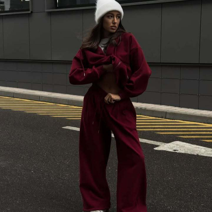 Damen nan weites Lounge-Set mit Zip-Hoodie, Kängurutasche und extraweiter Highwaist-Jogginghose Echo Archiv