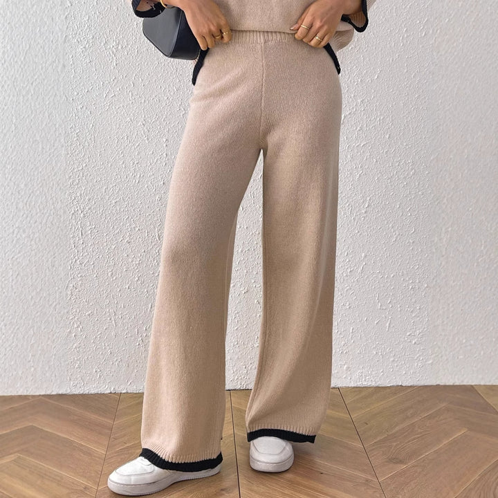 Damen lässige Strickhose mit kontrastierendem Bündchen Echo Archiv