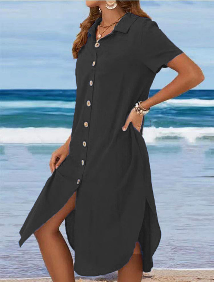 Damen Hemdblusenkleid mit Knopfdetail und schwingendem Saum Echo Archiv