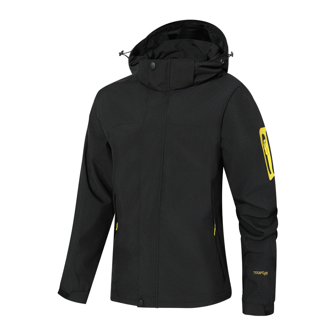 Herren Wasserdichte Softshell-Outdoorjacke mit Kapuze, Ärmel-Reißverschlusstasche und winddichter Membran Echoarchiv