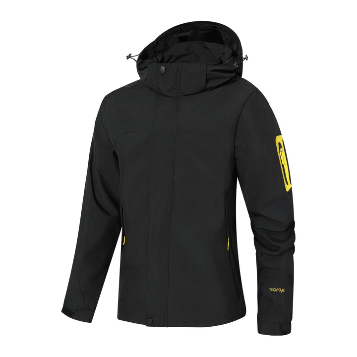 Herren Wasserdichte Softshell-Outdoorjacke mit Kapuze, Ärmel-Reißverschlusstasche und winddichter Membran Echoarchiv