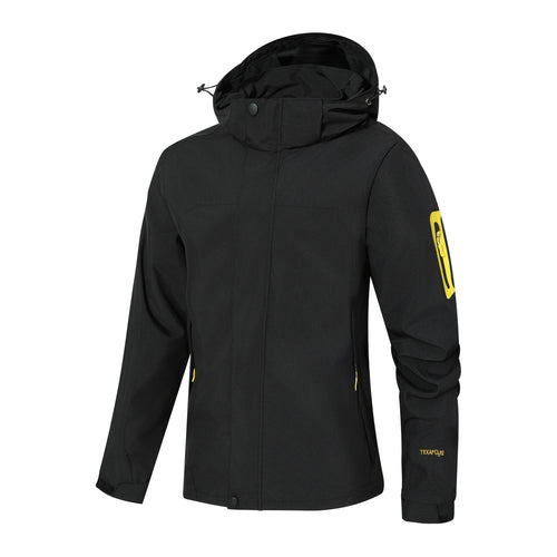 Herren Wasserdichte Softshell-Outdoorjacke mit Kapuze, Ärmel-Reißverschlusstasche und winddichter Membran Echoarchiv
