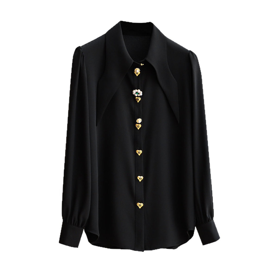 Damen Elegante und raffinierte Bluse mit Schmuckknöpfen Echoarchiv