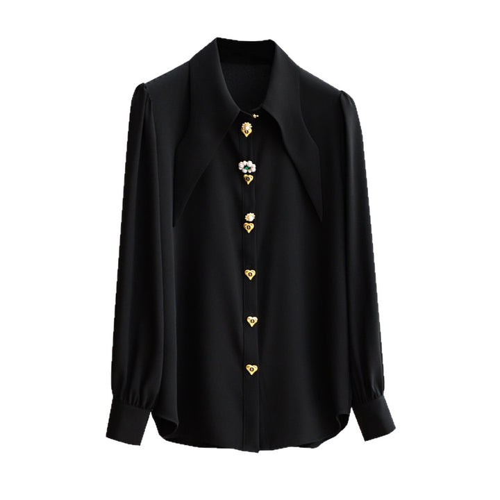 Damen Elegante und raffinierte Bluse mit Schmuckknöpfen Echoarchiv