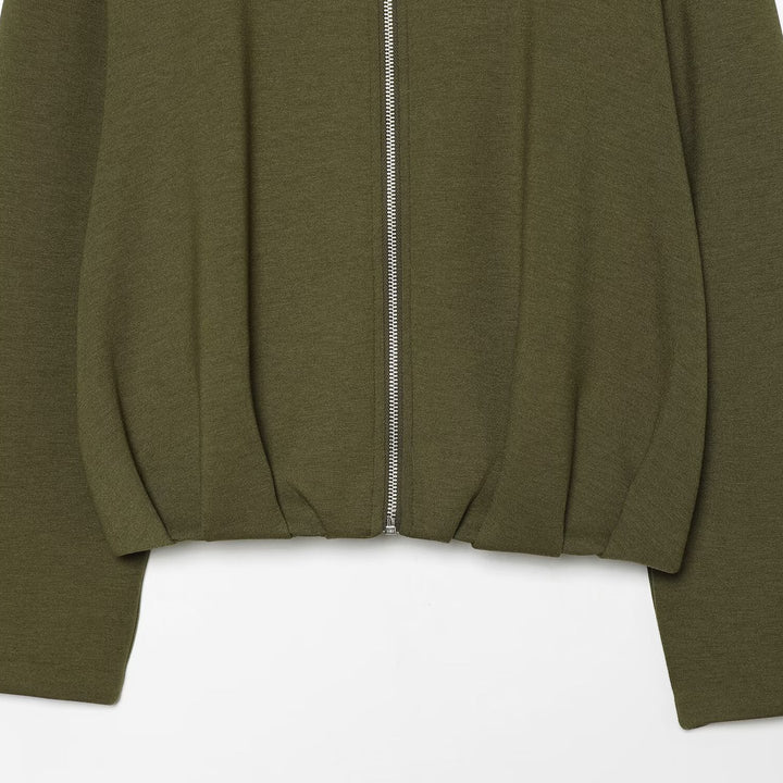 Damen Cropped Sweatjacke mit hohem Funnelkragen, durchgehendem Reißverschluss und tailliertem Saum Echoarchiv