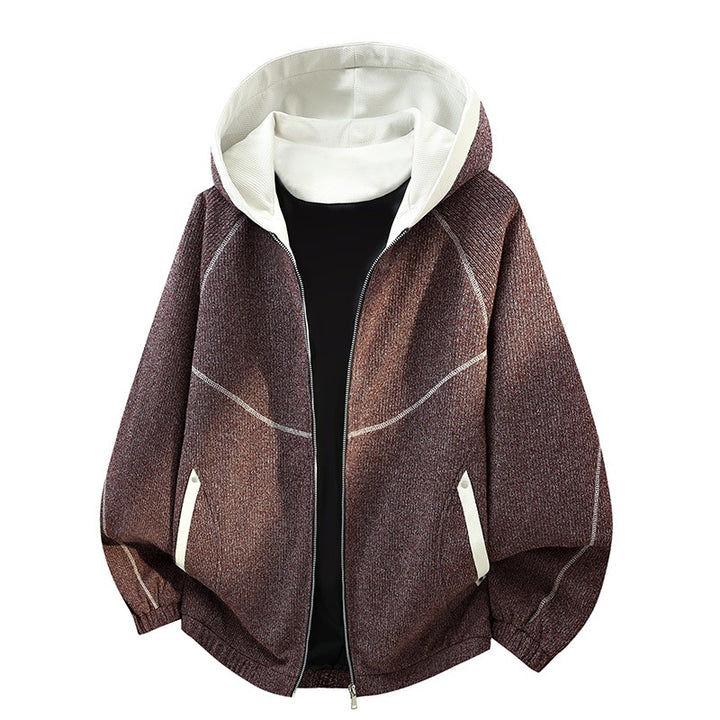 Damen Oversize-Struktur-Kapuzenjacke mit Kontrastfutter, durchgehendem Reißverschluss & Eingrifftaschen Echoarchiv