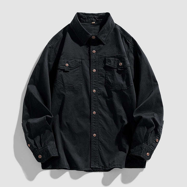 Herren Overshirt aus robustem Baumwoll‑Twill mit Pattentaschen und relaxed Fit Echo Archiv
