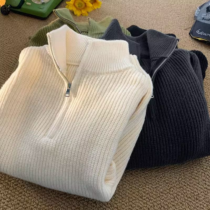 Herren lässiger Stehkragenpullover mit Reißverschluss Echoarchiv