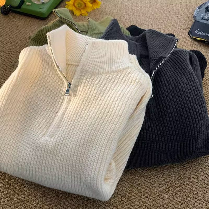 Herren lässiger Stehkragenpullover mit Reißverschluss Echoarchiv