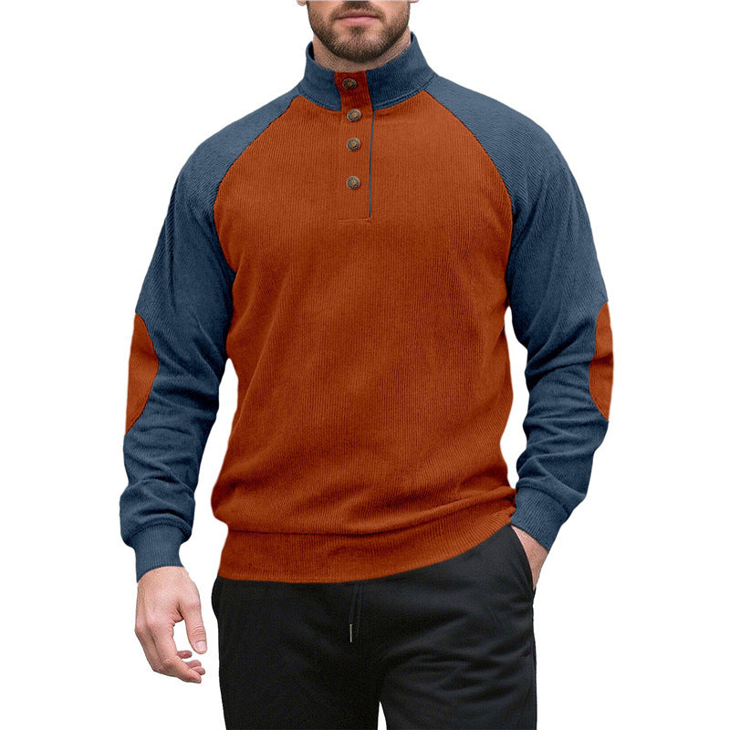 Herren sportlicher Pullover mit hochgeschlossenem Kragen und Knopfdetails Echoarchiv