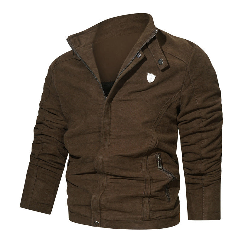Herren Wildleder-Optik Zip-Blouson im Worker-Cut mit Stehkragen Echoarchiv