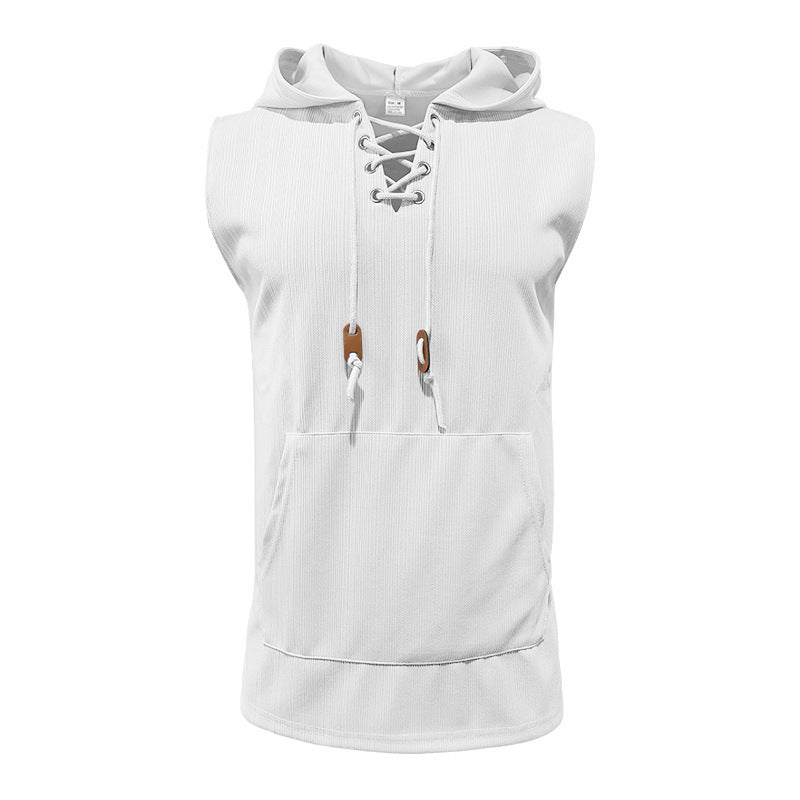 Herren ärmelloses Hoodie-Shirt mit praktischer Kängurutasche Echoarchiv