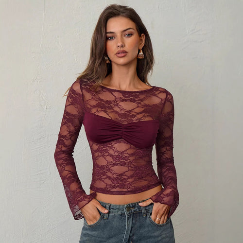 Damen nan tailliertes Spitzenoberteil mit integriertem Bustier und geraffter Brustpartie Echo Archiv