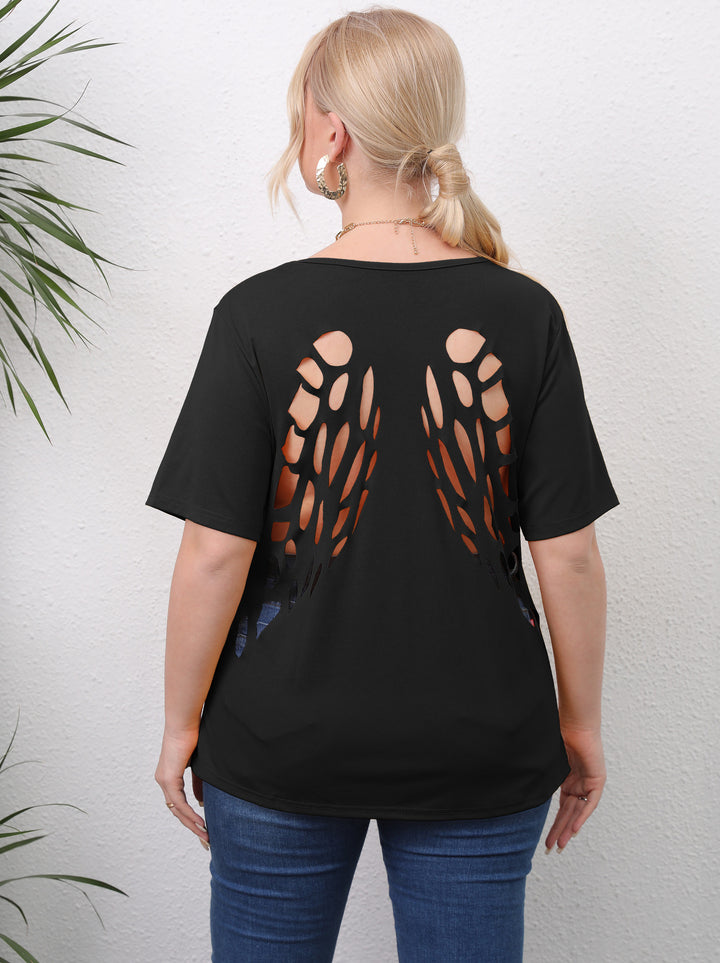 Damen angesagtes T-Shirt mit kreativen Ausschnitten Echo Archiv