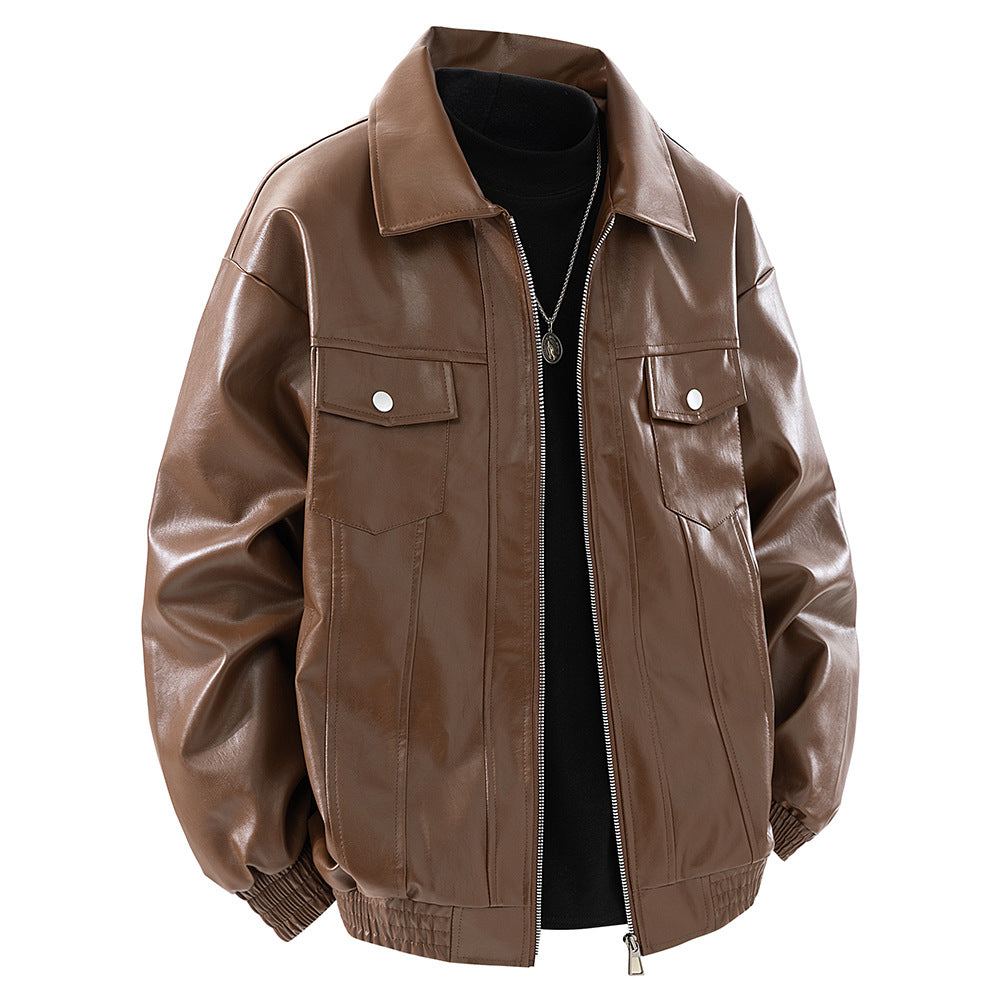 Herren kunstleder Jacke im klassischen Look mit praktischen Brusttaschen Echoarchiv