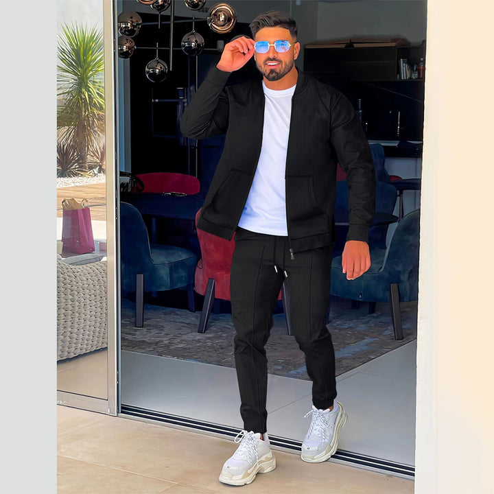Herren modisches Athleisure Set mit strukturiertem Design und elastischem Bund Echoarchiv
