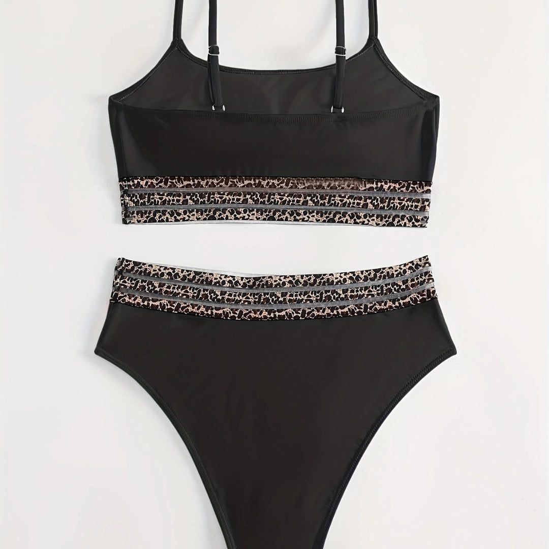 Damen Bikini-Top mit hoch geschnittenem Unterteil und Leopardendruck Echo Archiv