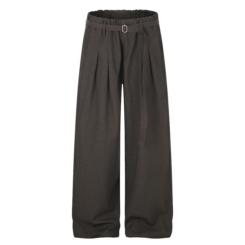 Damen Weite High‑Waist Palazzo‑Hose mit Paperbag‑Bund, Bundfalten und Bindegürtel Echoarchiv