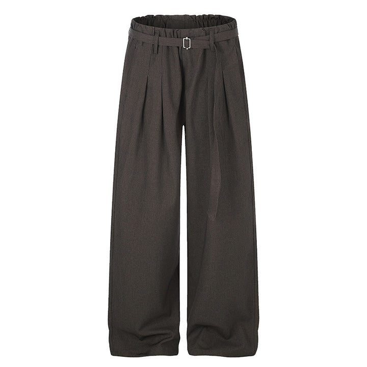 Damen Weite High‑Waist Palazzo‑Hose mit Paperbag‑Bund, Bundfalten und Bindegürtel Echoarchiv