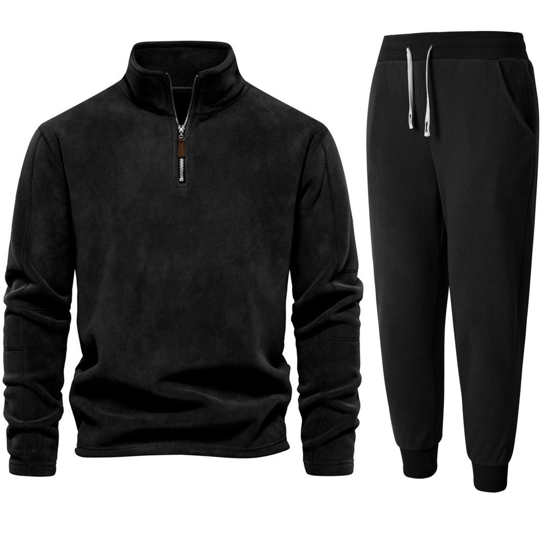 Herren Fleece-Relaxanzug mit Stehkragen und langen Hosen Echoarchiv
