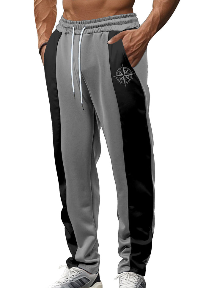 Herren nan sportive Trackpants mit seitlichen Kontrastbahnen elastischem Bund Kordelzug und Hirschstickerei Echo Archiv
