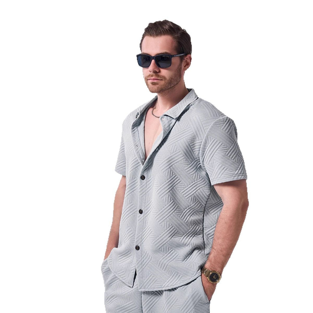 Herren Kurzarmhemd mit strukturiertem Muster und eleganten Details Echoarchiv