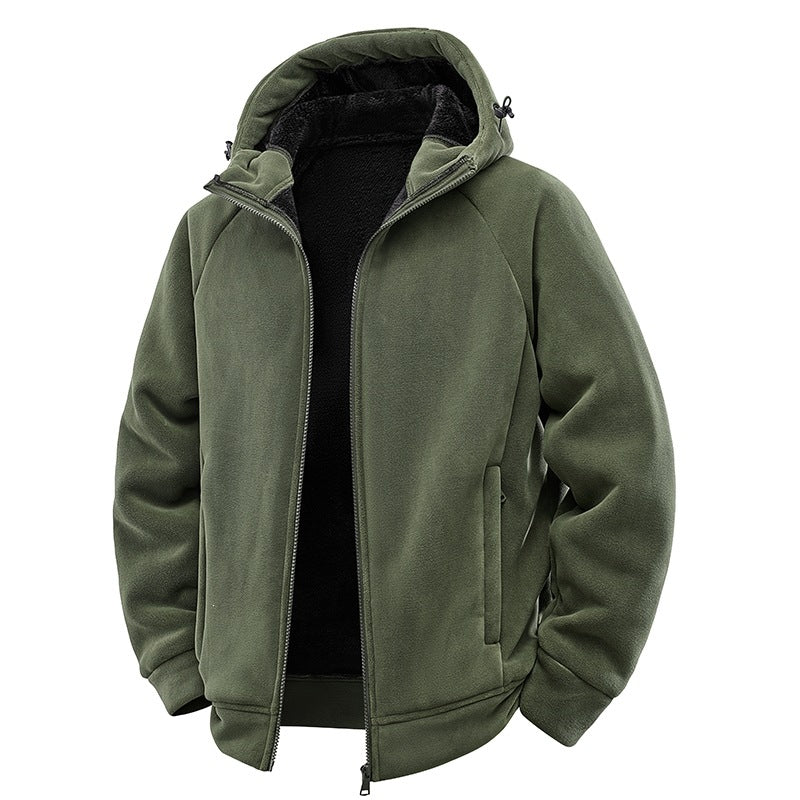 Herren Teddygefütterte Fleece‑Kapuzenjacke mit Thermofutter, durchgehendem Reißverschluss & Eingrifftaschen Echoarchiv