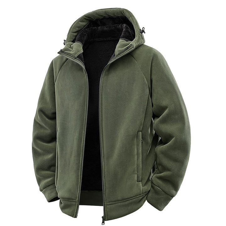 Herren Teddygefütterte Fleece‑Kapuzenjacke mit Thermofutter, durchgehendem Reißverschluss & Eingrifftaschen Echoarchiv