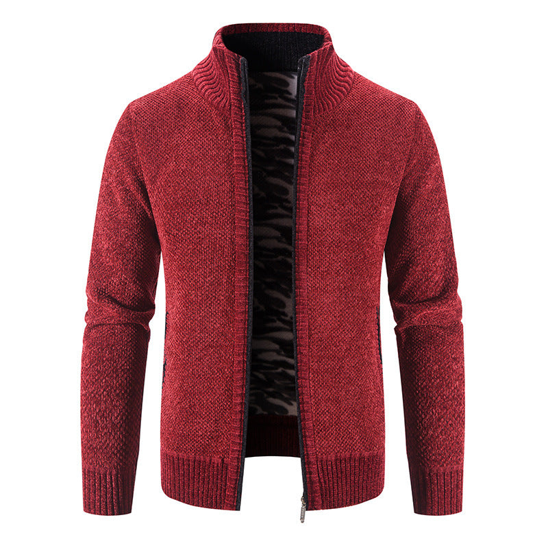 Herren Strickjacke mit hohem Kragen und praktischen Reißverschlusstaschen Echoarchiv