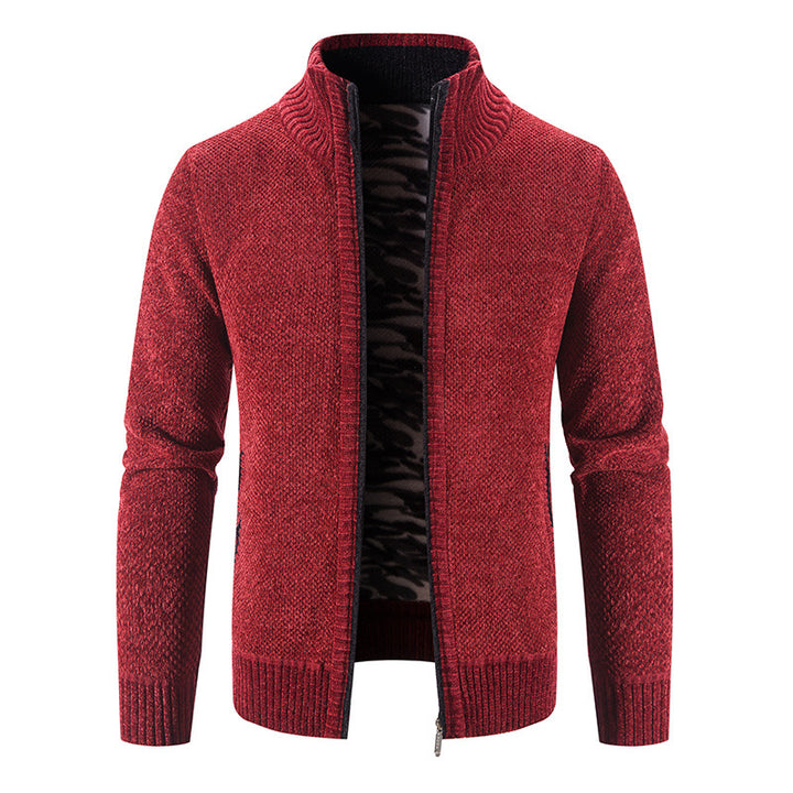 Herren Strickjacke mit hohem Kragen und praktischen Reißverschlusstaschen Echoarchiv