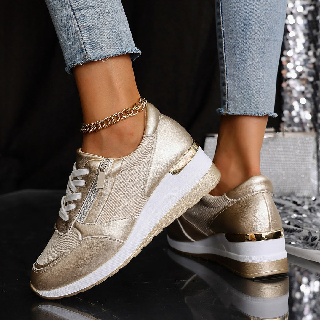 Damen Plateau-Sneaker mit Keilabsatz und Reißverschluss Echo Archiv