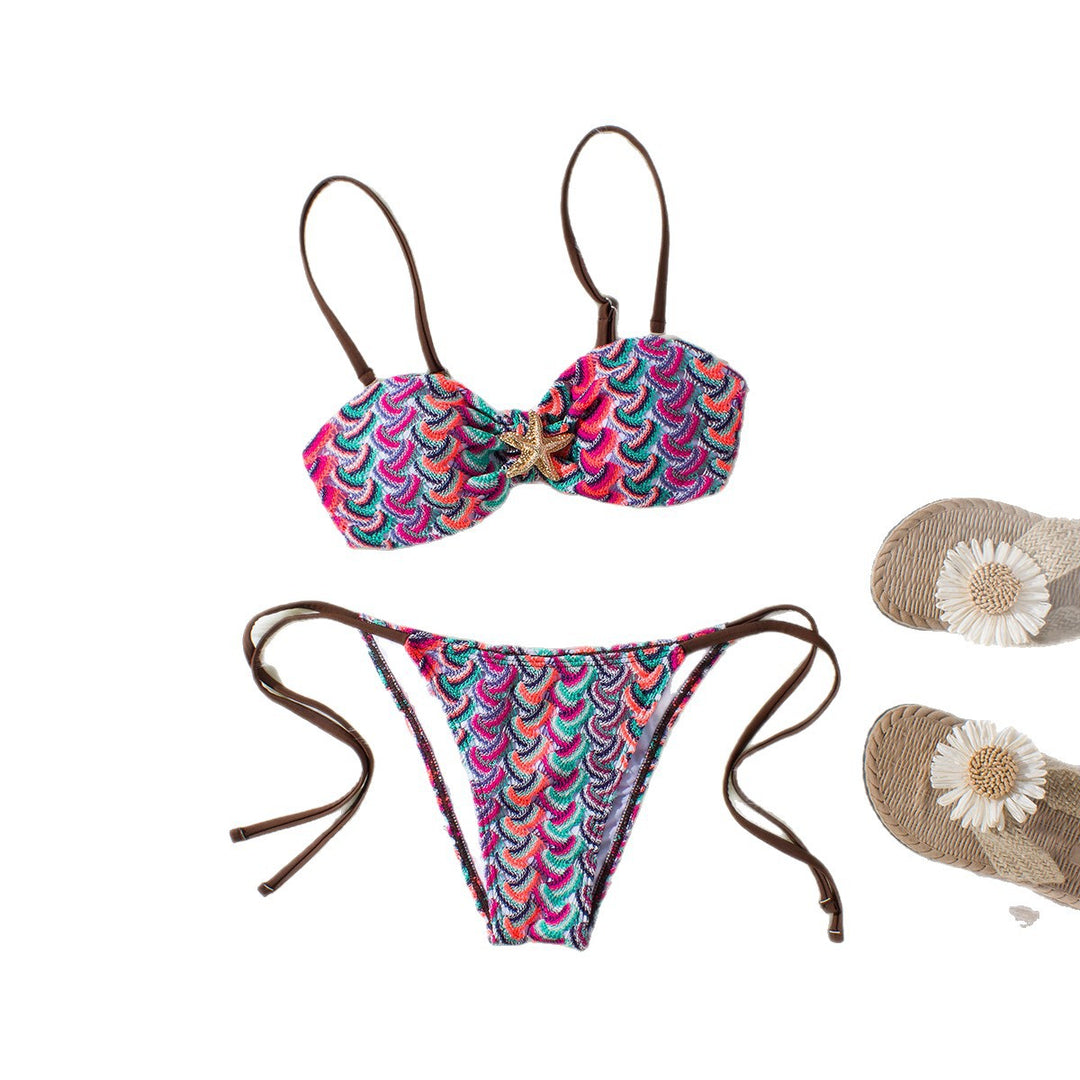 Damen Bandeau-Bikini mit glamourösem Muschelmuster Echo Archiv