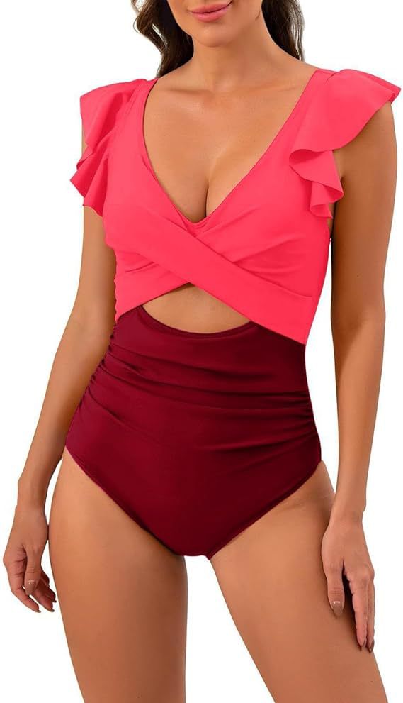 Damen Floral Badeanzug mit schmeichelnder Raffung Echo Archiv