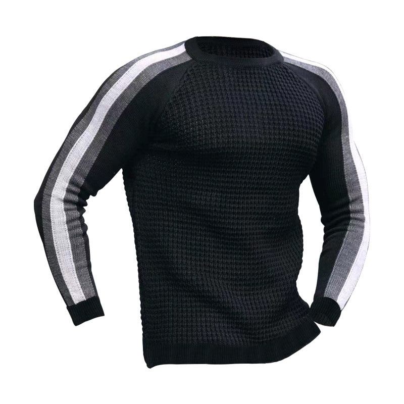 Herren modischer Strickpullover mit raffinierten Kontraststreifen Echoarchiv