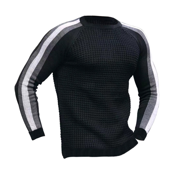 Herren modischer Strickpullover mit raffinierten Kontraststreifen Echoarchiv