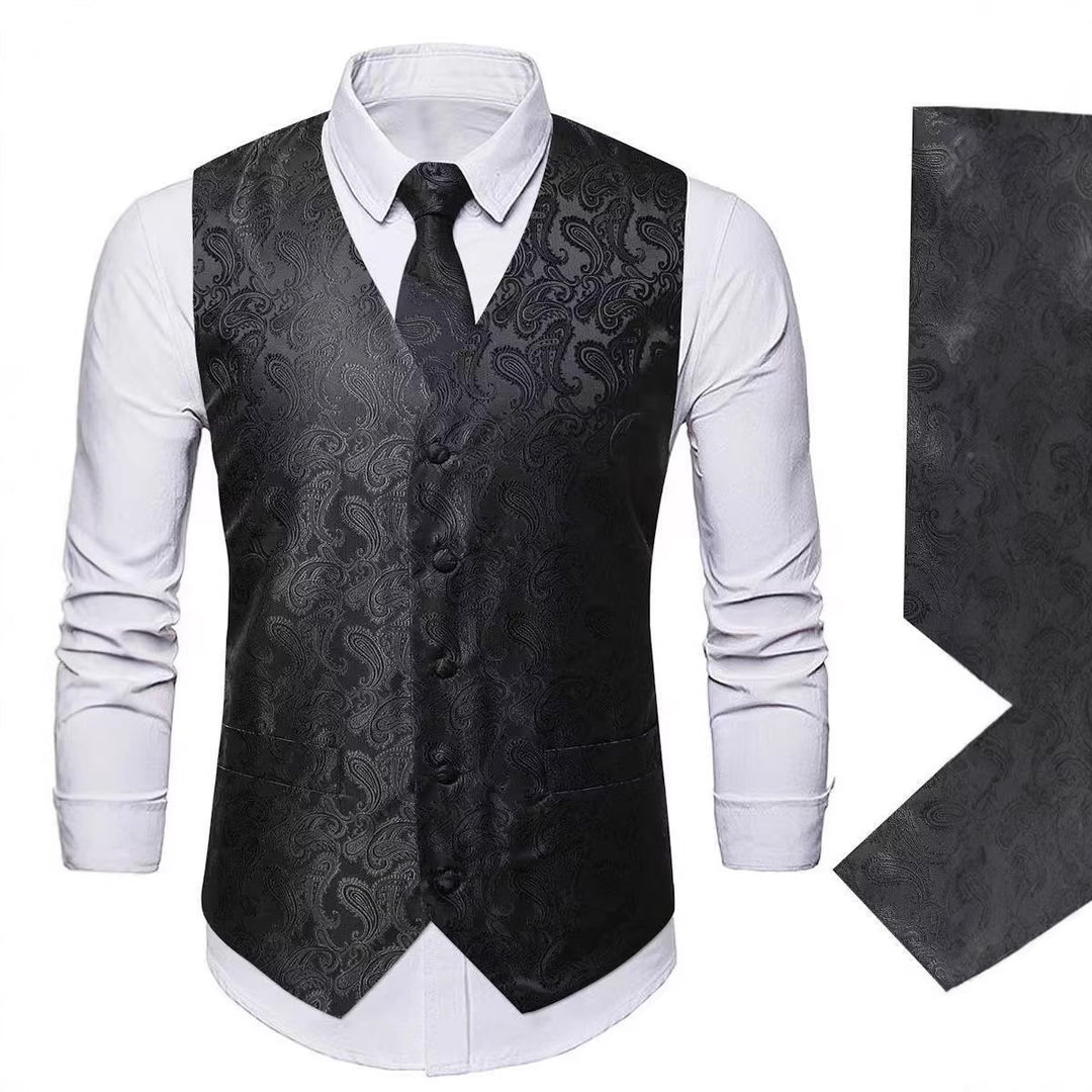 Herren nan Paisley Satin Anzugweste Set mit Krawatte und Einstecktuch Echo Archiv