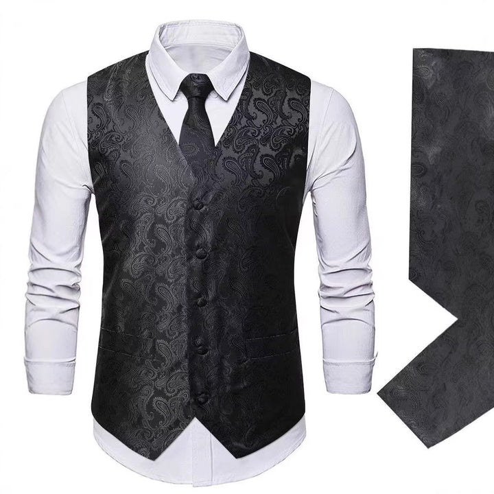 Herren nan Paisley Satin Anzugweste Set mit Krawatte und Einstecktuch Echo Archiv