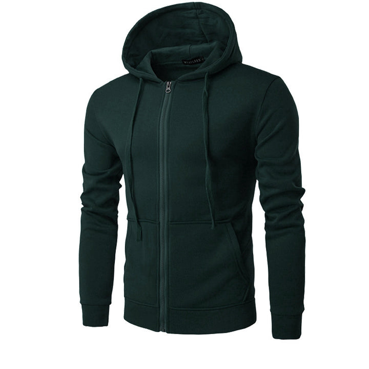 Herren Slim-Fit Kapuzensweatjacke mit mittigem Reißverschluss, doppellagiger Kapuze und praktischen Eingrifftaschen – Cavarno