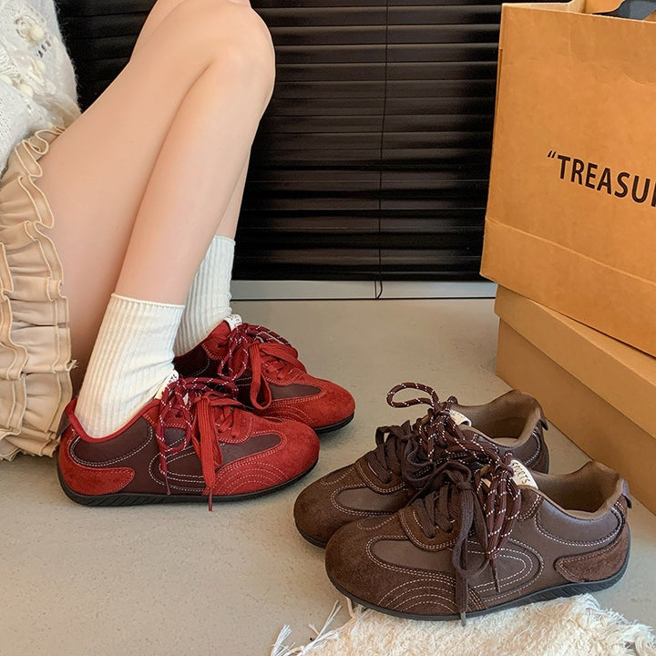 Damen Modische Schnür-Halbschuhe aus Wildleder- und Glattleder mit gepolstertem Komfortfußbett – Lioré