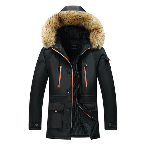 Herren Thermo-Outdoorparka mit Kunstfellkapuze, gesteppter Innenfütterung und multifunktionalen Taschen Echoarchiv