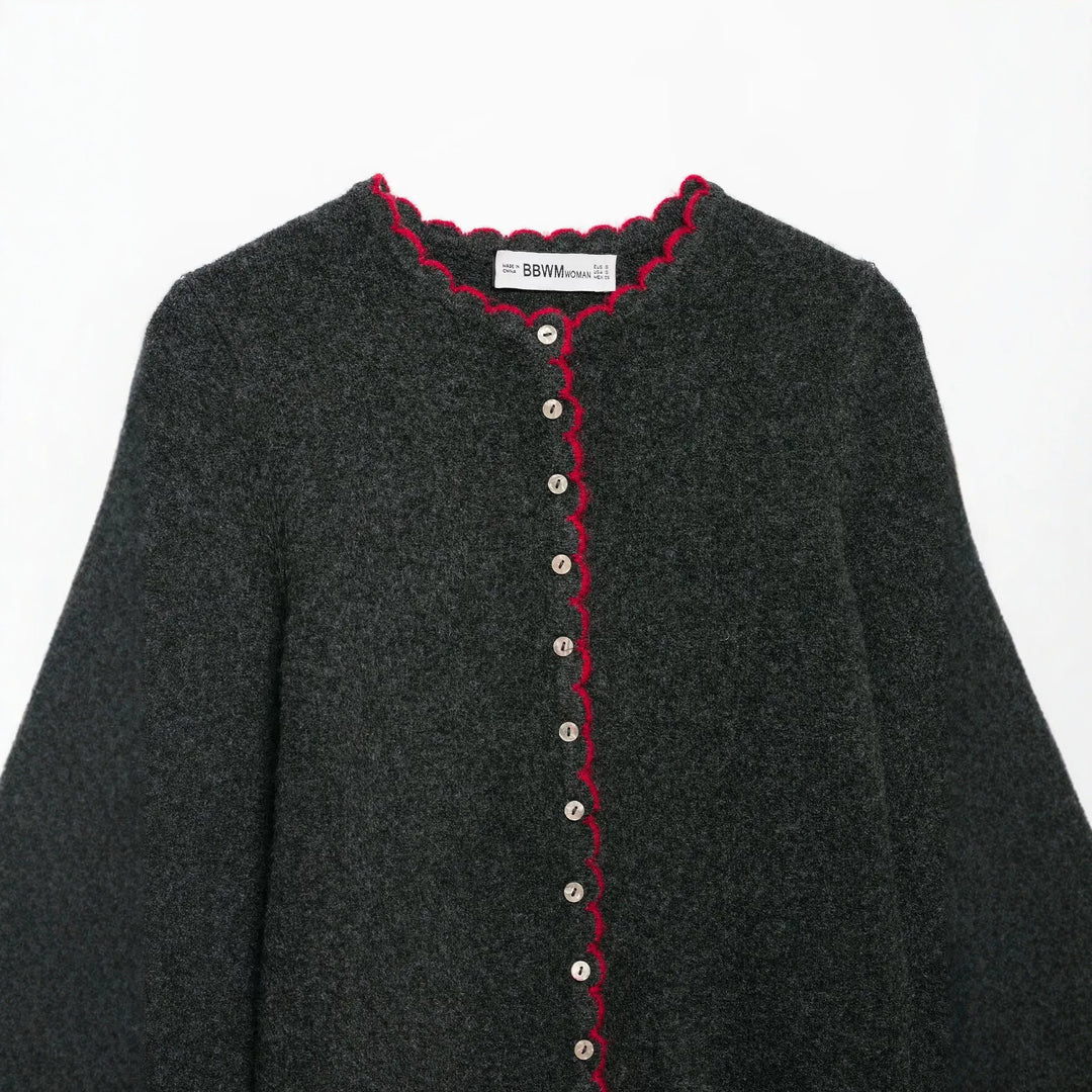 Damen Feinstrick-Cardigan mit Muschelkante und Perlmuttknöpfen Echoarchiv