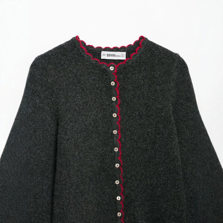 Damen Feinstrick-Cardigan mit Muschelkante und Perlmuttknöpfen Echoarchiv
