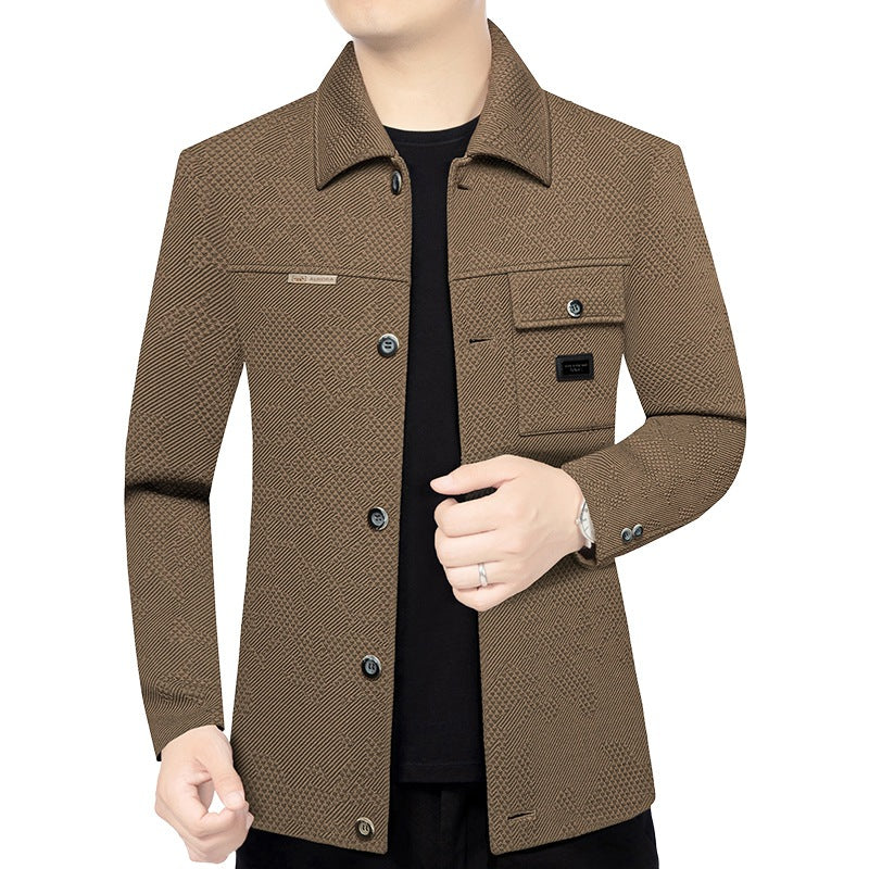 Herren Strukturiertes Overshirt im Glencheck-Relief mit Hemdkragen – Taviero