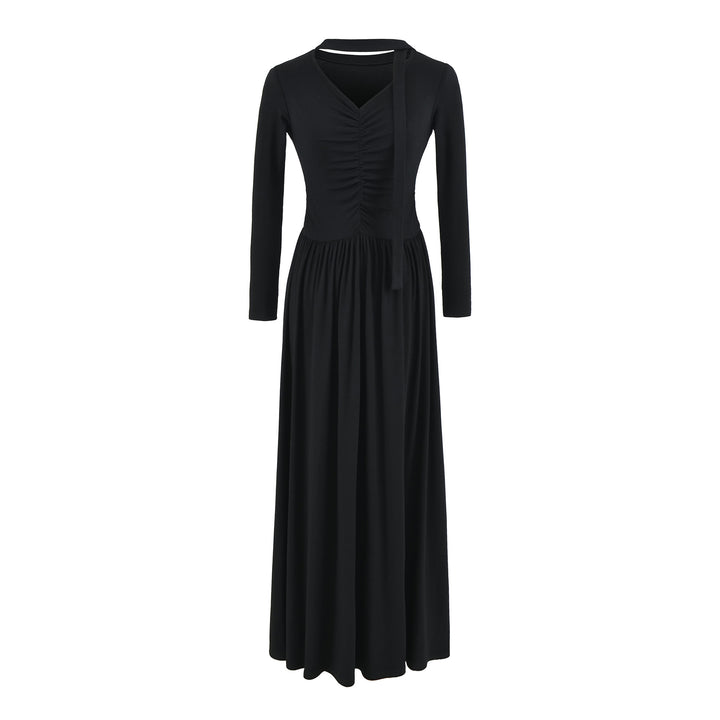 Damen Midikleid mit Raffung, V-Ausschnitt und tailliertem Faltenrock Echoarchiv