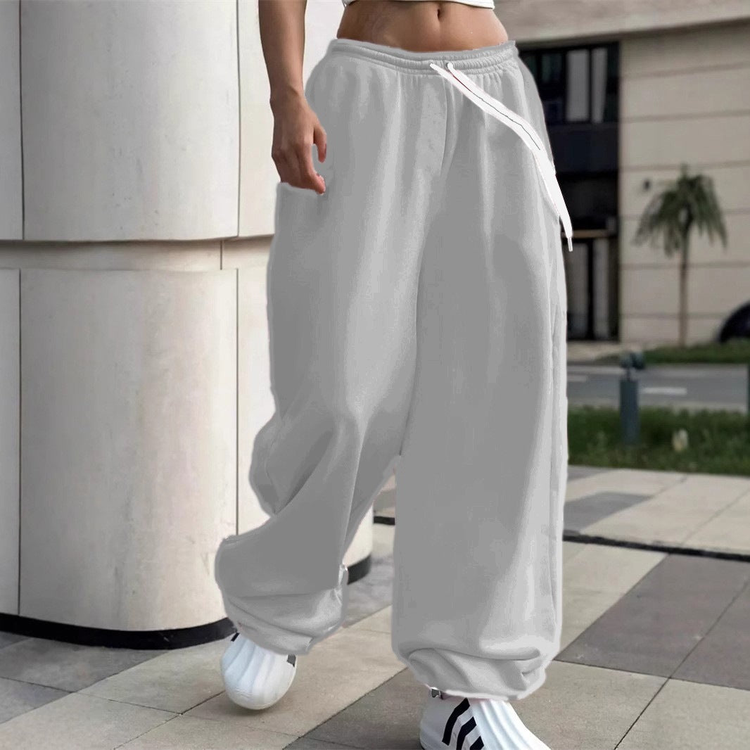 Damen weite Baggy-Jogginghose mit hohem Komfortbund, Kordelzug und elastischen Knöchelbündchen – Avélisse