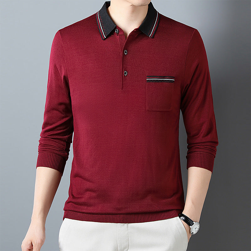 Herren Langarm Poloshirt mit modischem Kragen und praktischer Brusttasche Echoarchiv