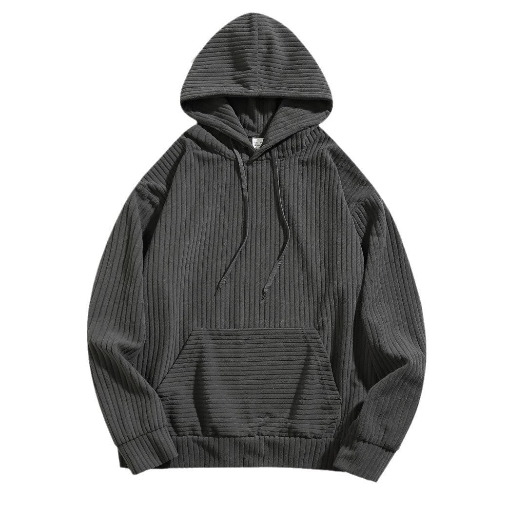 Herren lässiger Kapuzenpullover mit geripptem Design und praktischen Taschen Echoarchiv