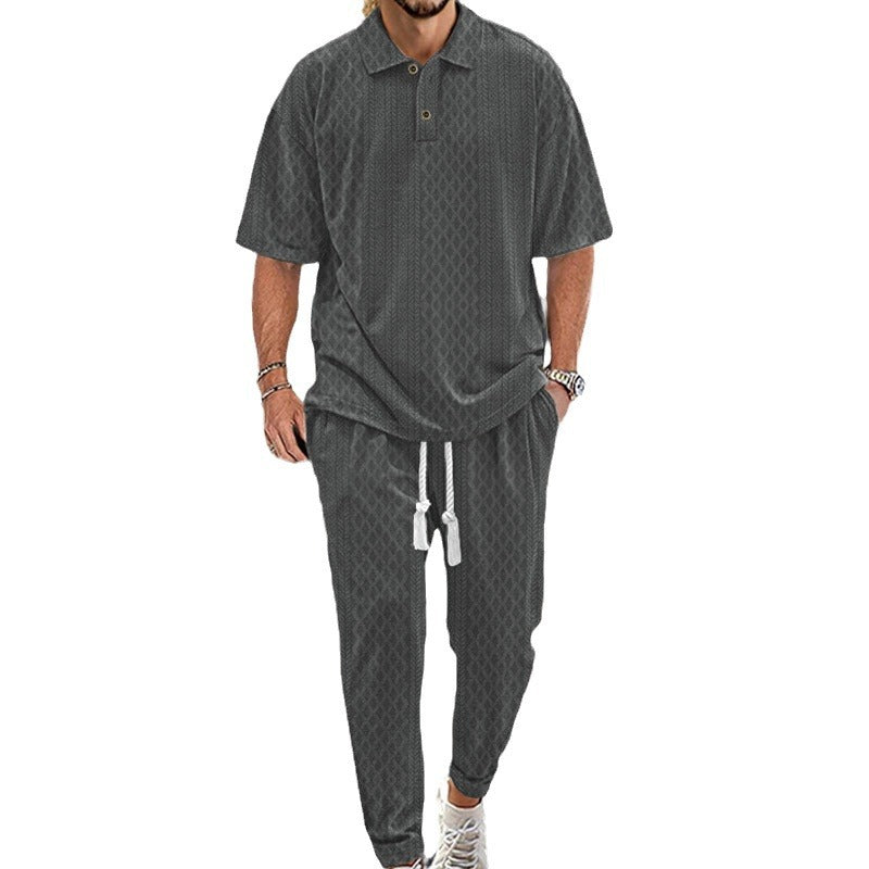 Herren lässiges Freizeit-Set mit strukturiertem Oberteil und bequemen Jogginghosen Echoarchiv